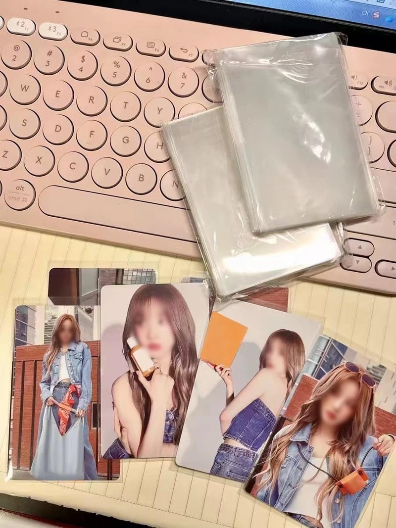 Monigte 100 Pcs photocard Sleeves, 57x88mm Ultra Clear and Thick Sleeves Idol Photo Cards Protector Trading Cards Shield Cover - Image 3